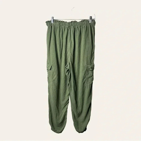 0302W. AERIE‎ ELASTIC WAIST BAND PANTS/JOGGERS SIZE MEDIUM OLIVE GREEN IN COLOR - Picture 6 of 9